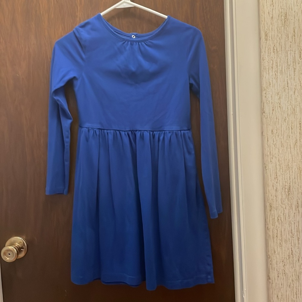Primary.com girls’ size 10-12 long sleeved royal blue cotton dress